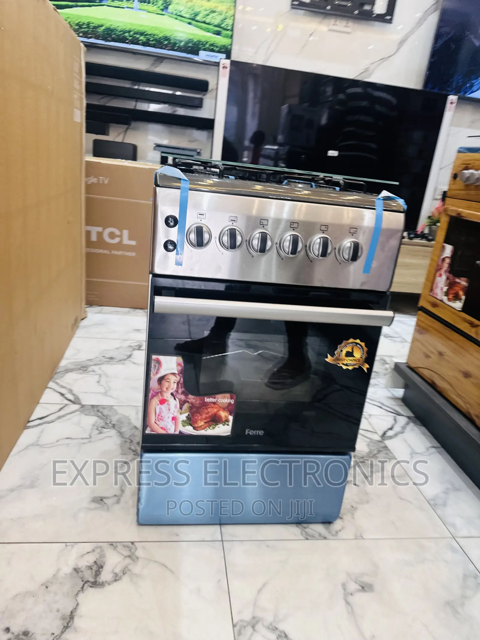 Sliver Gas Cooker New Line4burner 50/60 Ignition Oven Grill