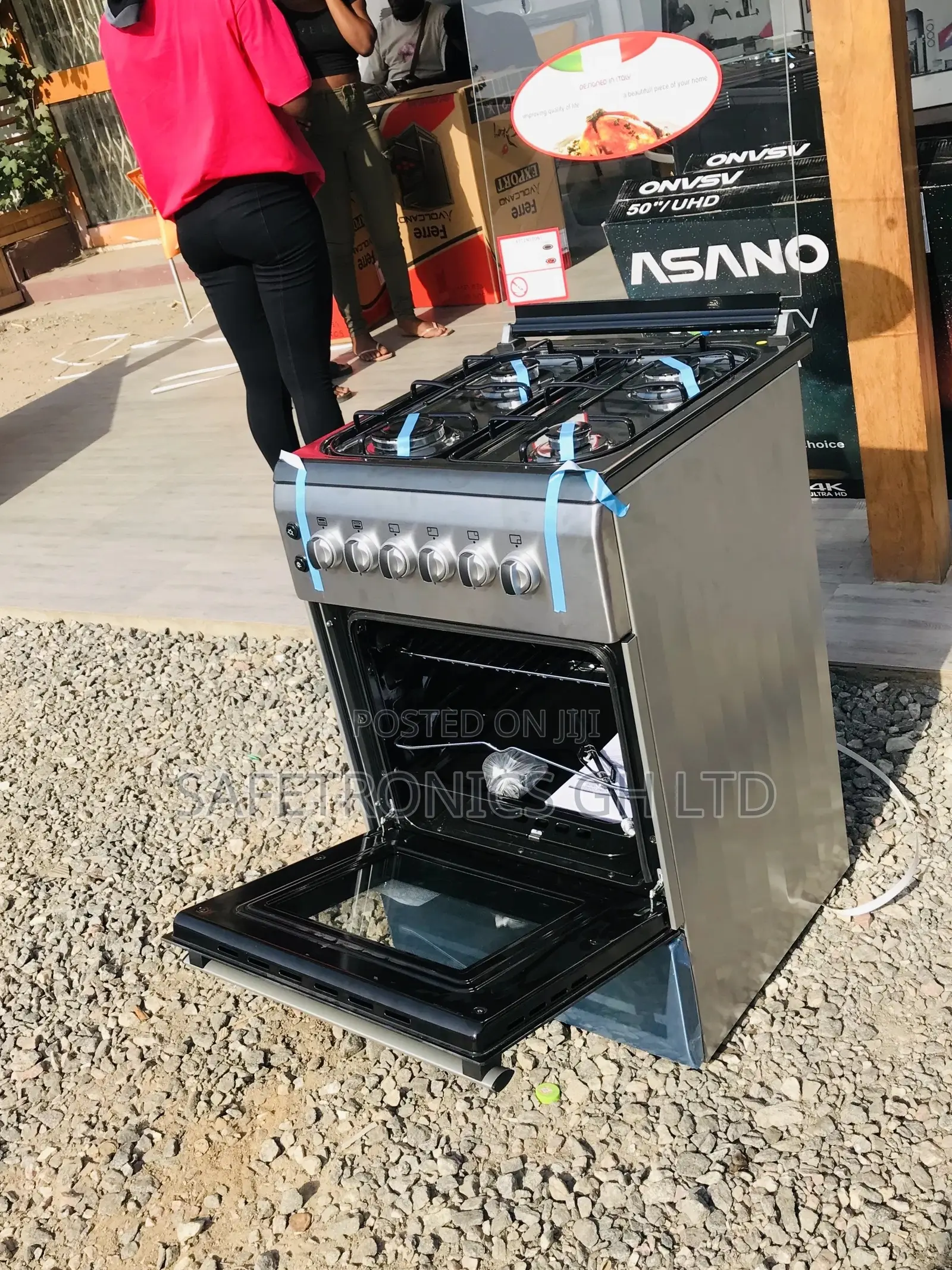 Gray Ferre 4 Gas Cooker Oven With Grill 50x60 Glass Lid