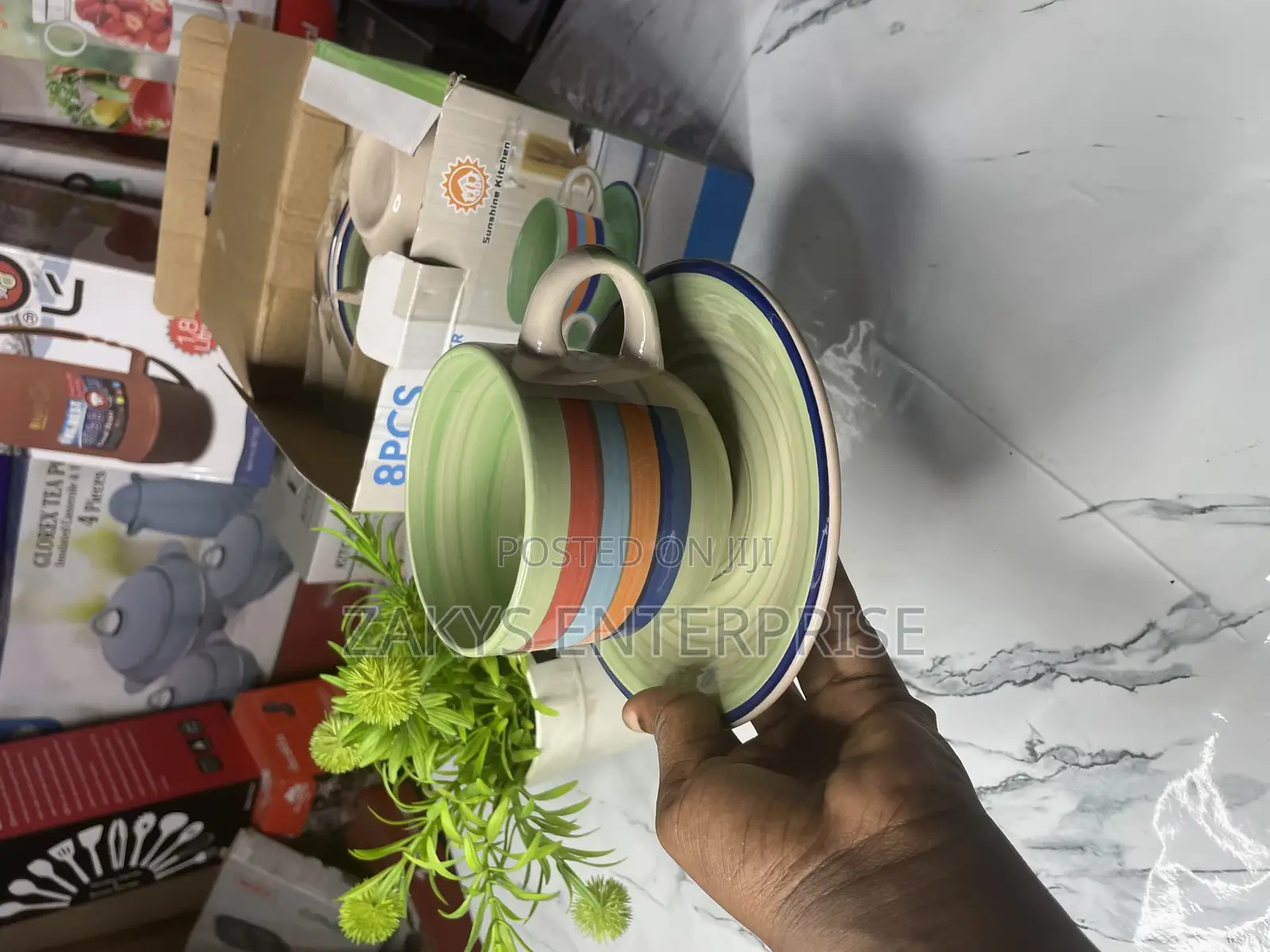 8pcs Tea Mug Saucer Set