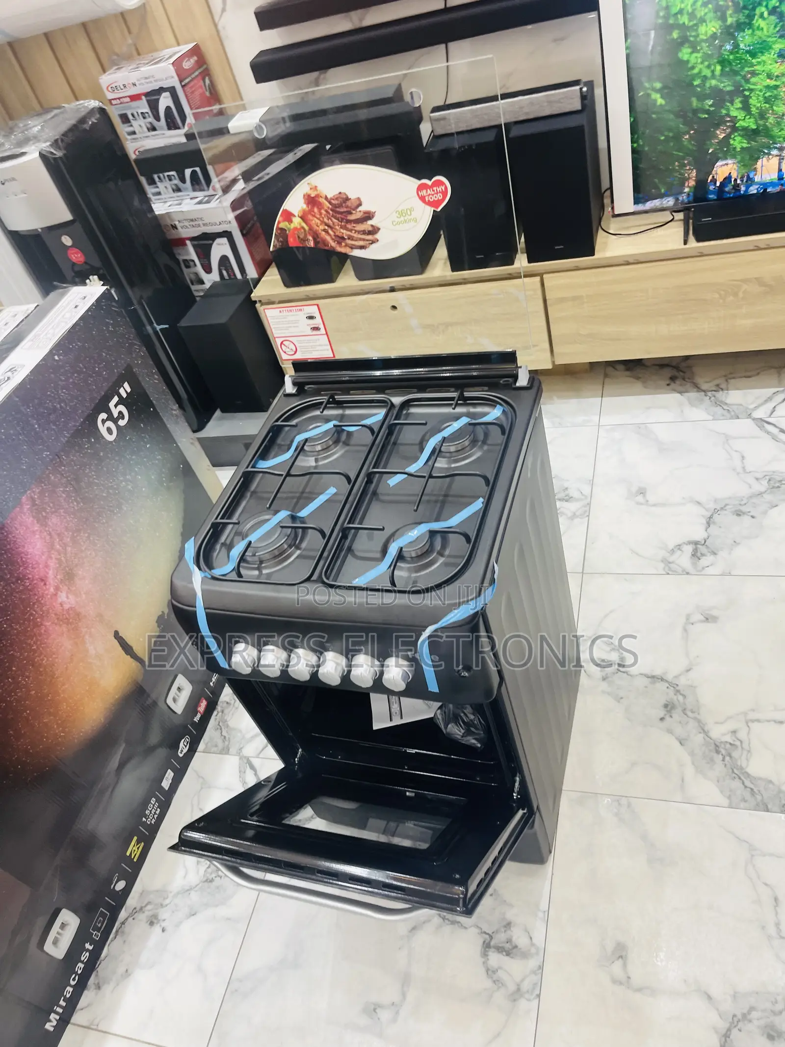 Black Best Ferre Gas Cooker Oven Grill 4burner  