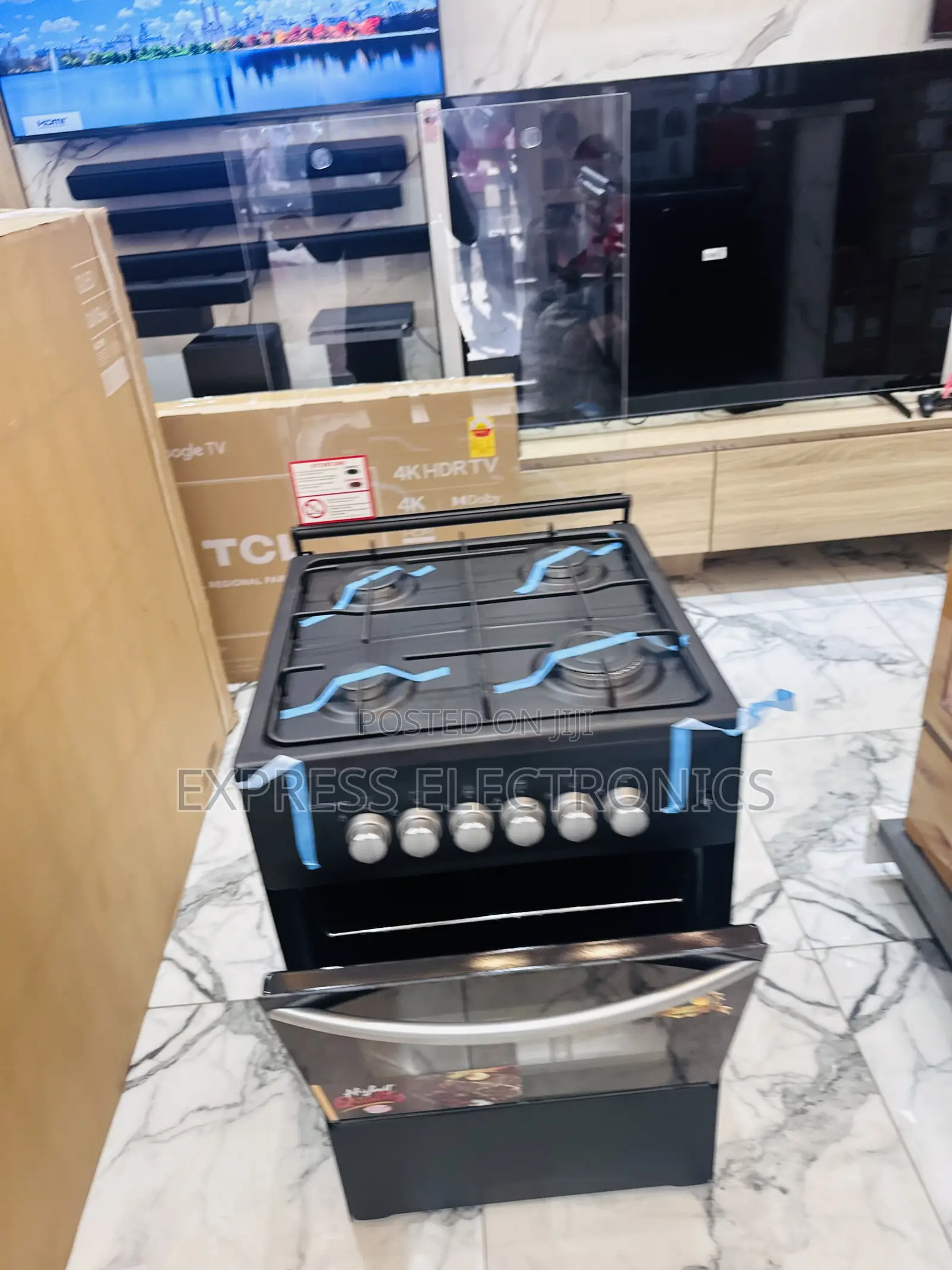 Volcano Gas Cooker Black Oven 50/50 4burner