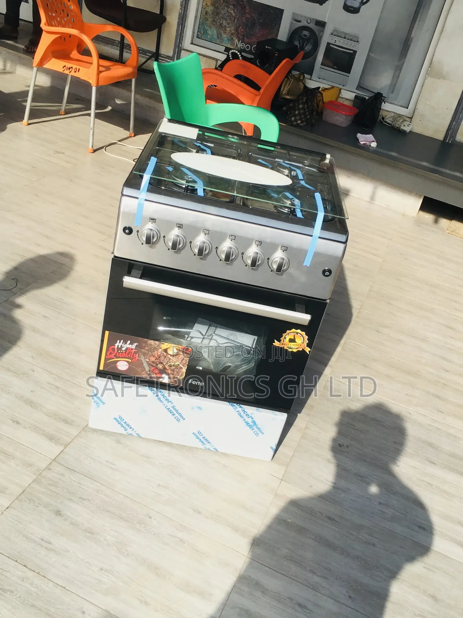 New Line 4 Gas Cooker Oven With Grill 60x60 Ferre Gray
