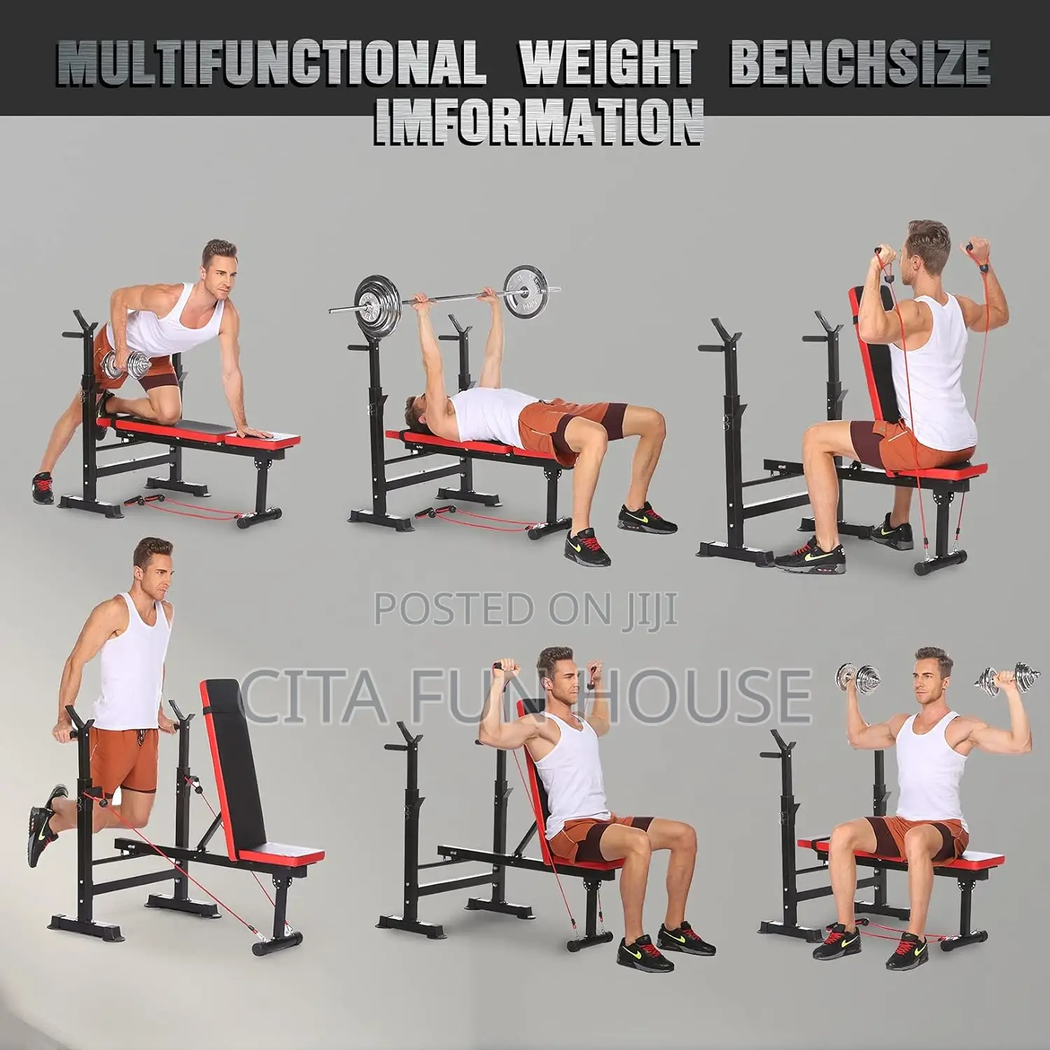 Multi-Functional Workout Bench With 15kg Dumbells Set