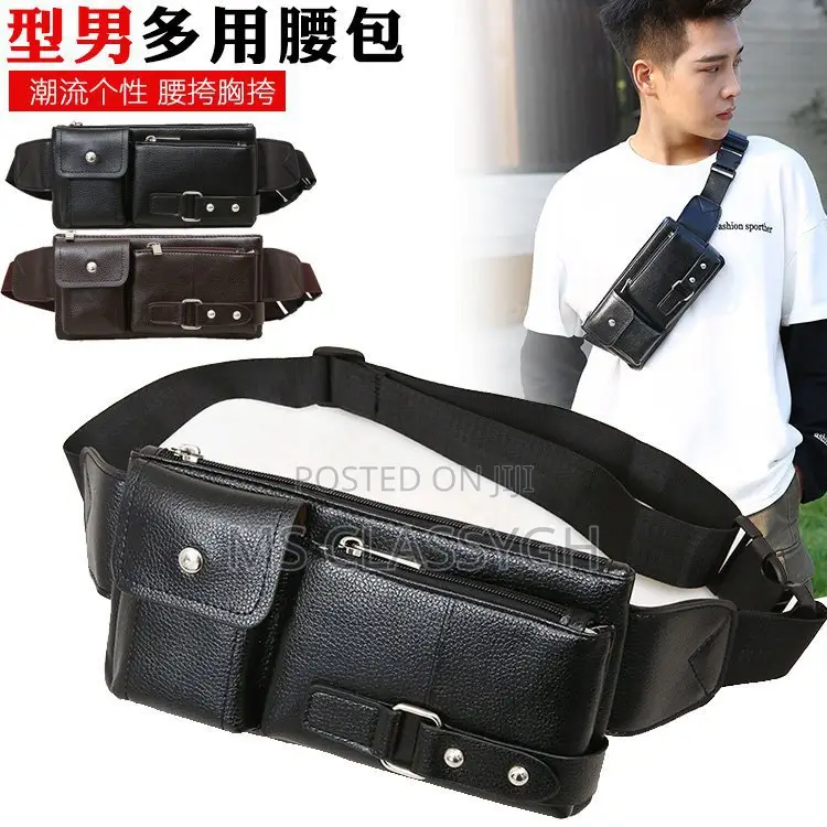 Men's Waist Bag PU Leather Male Fanny Pack Male Shoulder Che