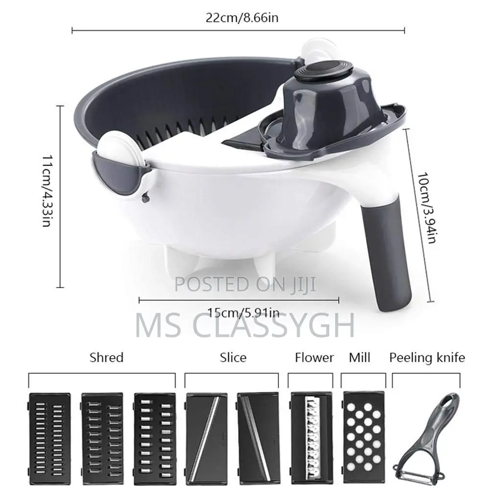9 in 1 Mult Magic Rotate Vege Slicer With 2L Drain Basket Ve
