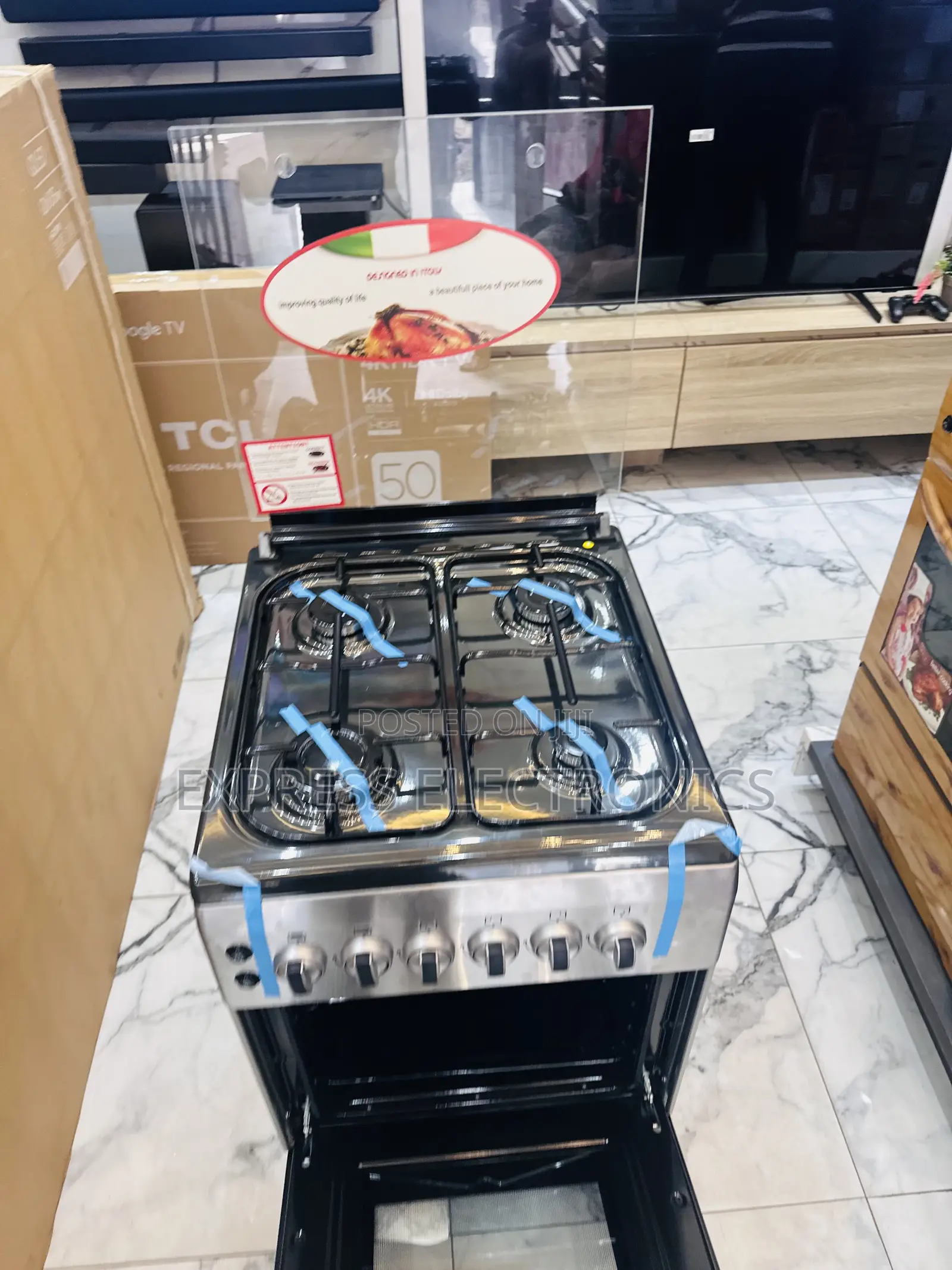 Enamel Stove Cooker 50/60 4burner Sliver Oven Grill.