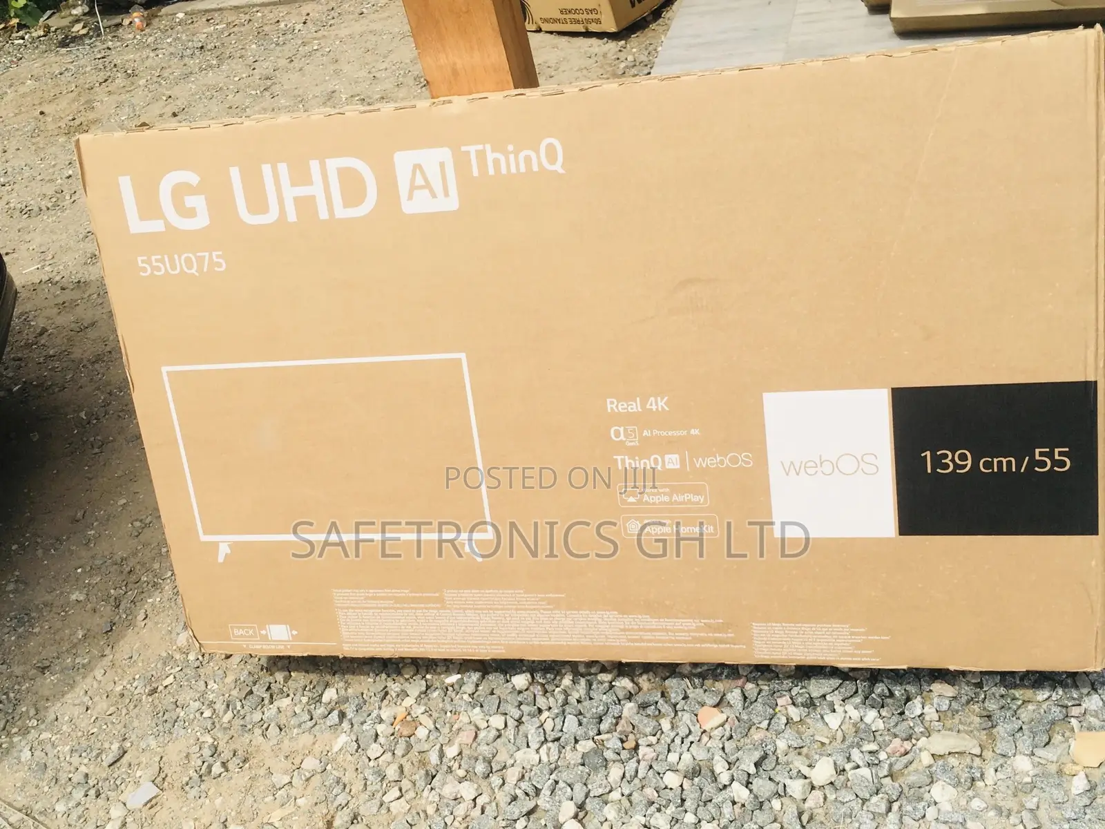 Black 55 Inches Glossy Led LG UQ75 Electric Smart UHD Tv