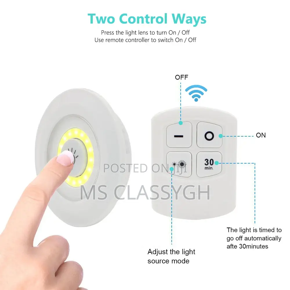 3pcs Remote Led Tap Light Wall Lights Support Dimming Night