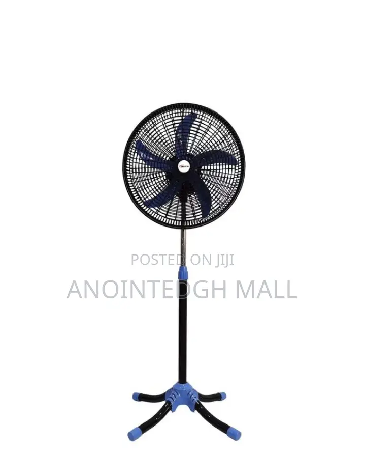 5 Blades Stand Fan With Cross Base - Black