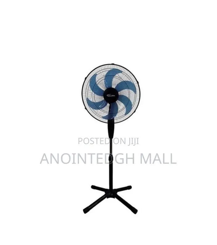 6 Blades Stand Fan With Cross Base - Black