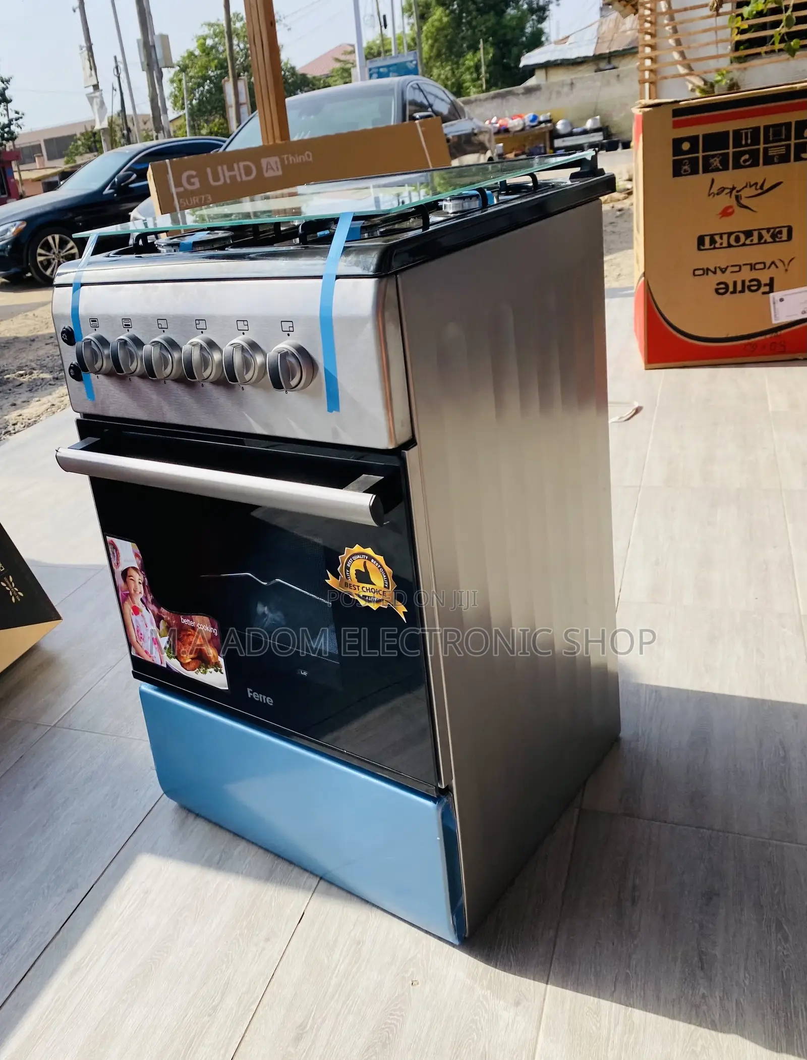 Fast Cooking Ferre 50x55 Oven and Grill 4 Gas Burner,Gray.