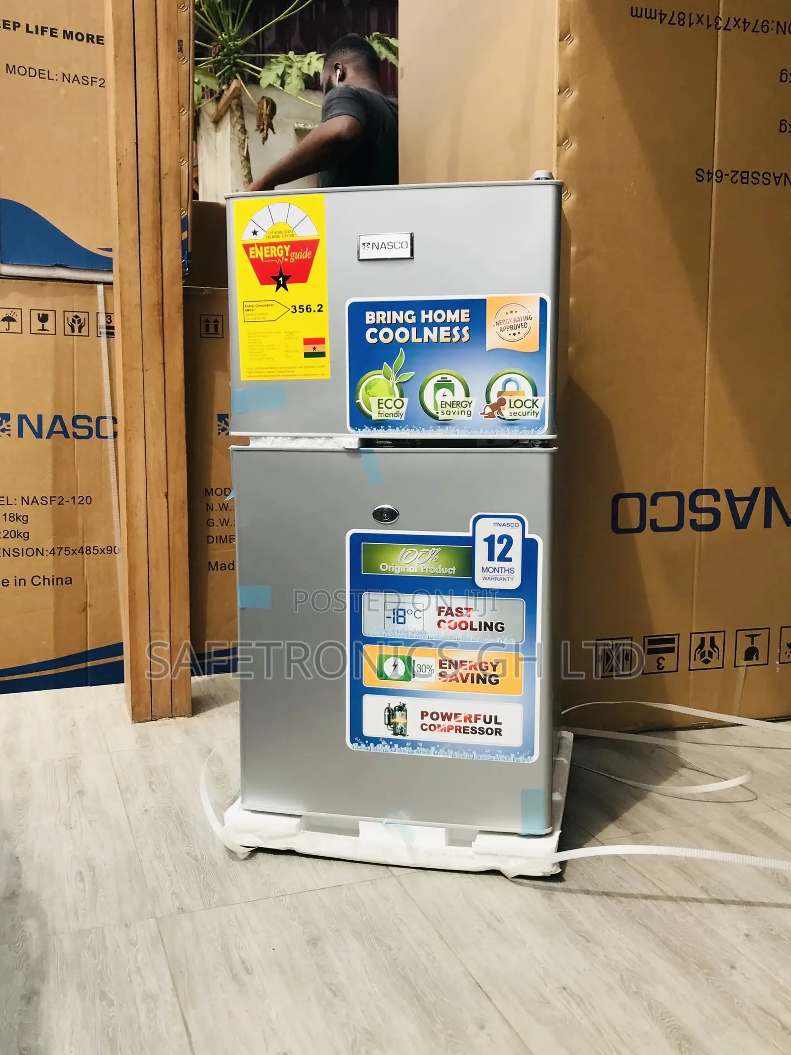 Gray Doubledoor Nasf2-120 Nasco Topfreezer Fridge