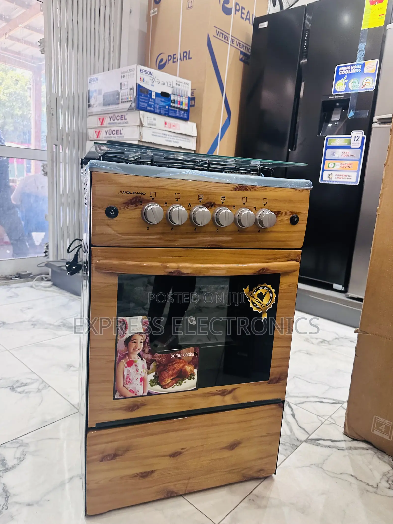 Heat Resistance Wooden Like Gas Cooker Oven 4burner