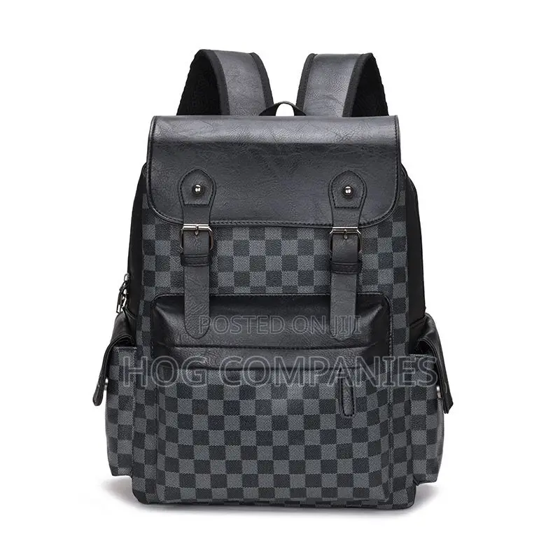 Checked Leather Backpack