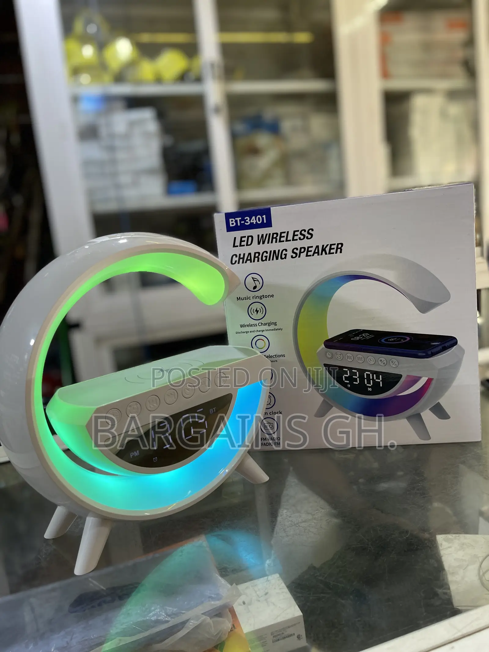 LED Wireless Charger With Bluetooth Speaker And Alarm Clock