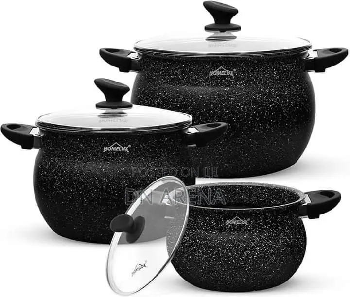 Homelux Saucepan Set With Glass Lid, Induction Pot Set .