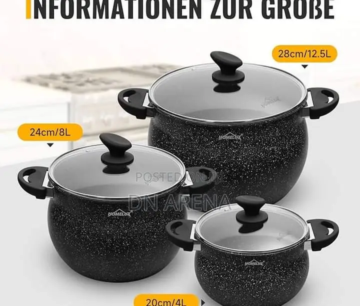 Homelux Saucepan Set With Glass Lid, Induction Pot Set .