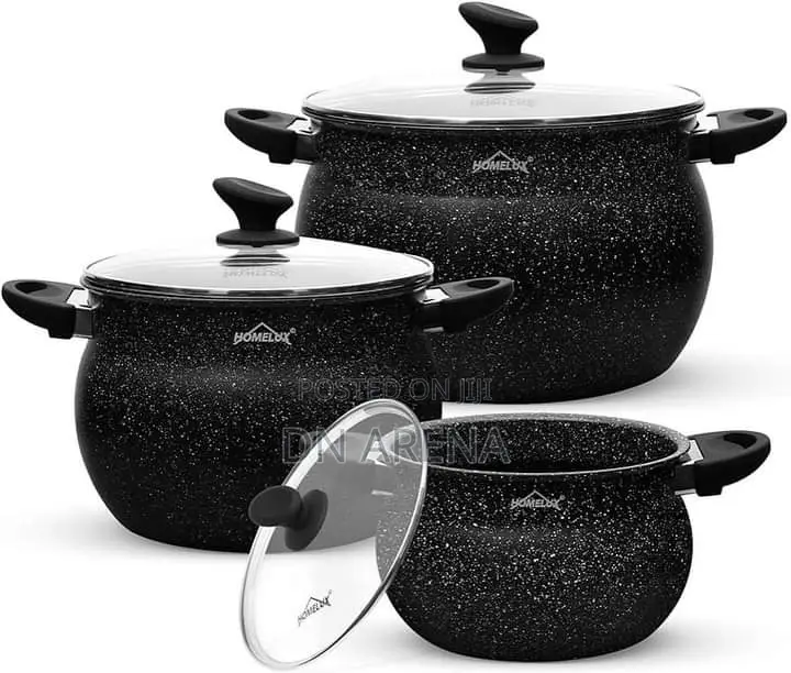 Homelux Saucepan Set With Glass Lid, Induction Pot Set .