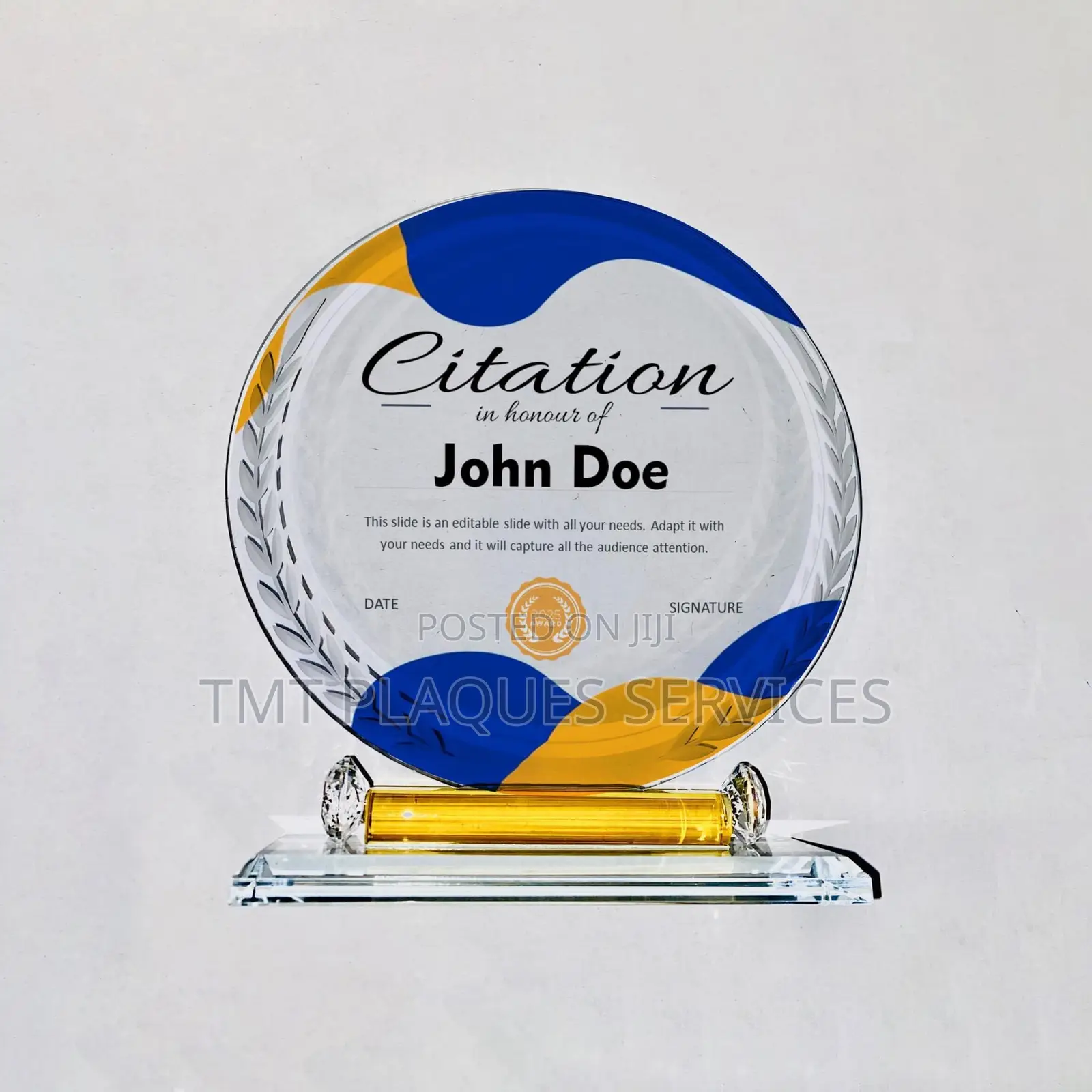 Round Crystal Award Plaque
