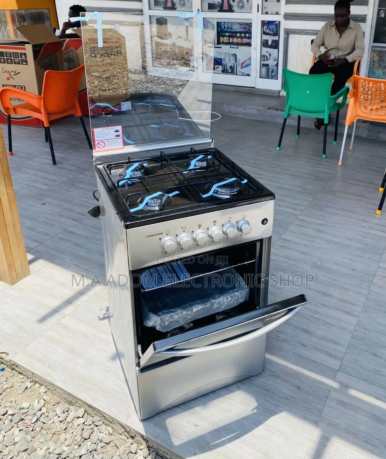 Energy Saving Volcano Oven and Grill 4 Gas Burner,Gray.