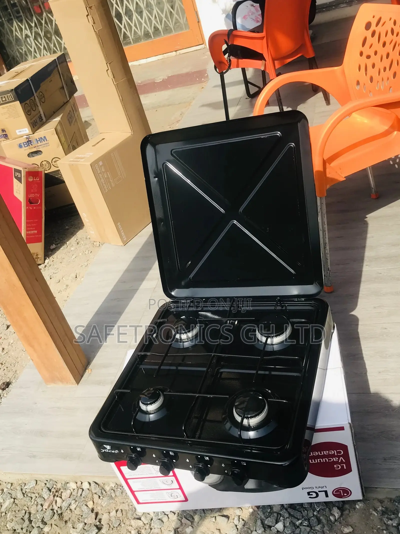 Black Electric Yucel 4 Gas Cooker Tabletop