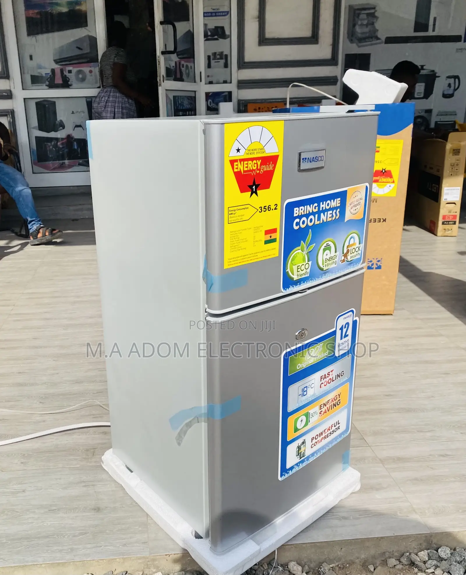 Fast Cooling Nasco 2 Door Electric Table Top Fridge, Gray.