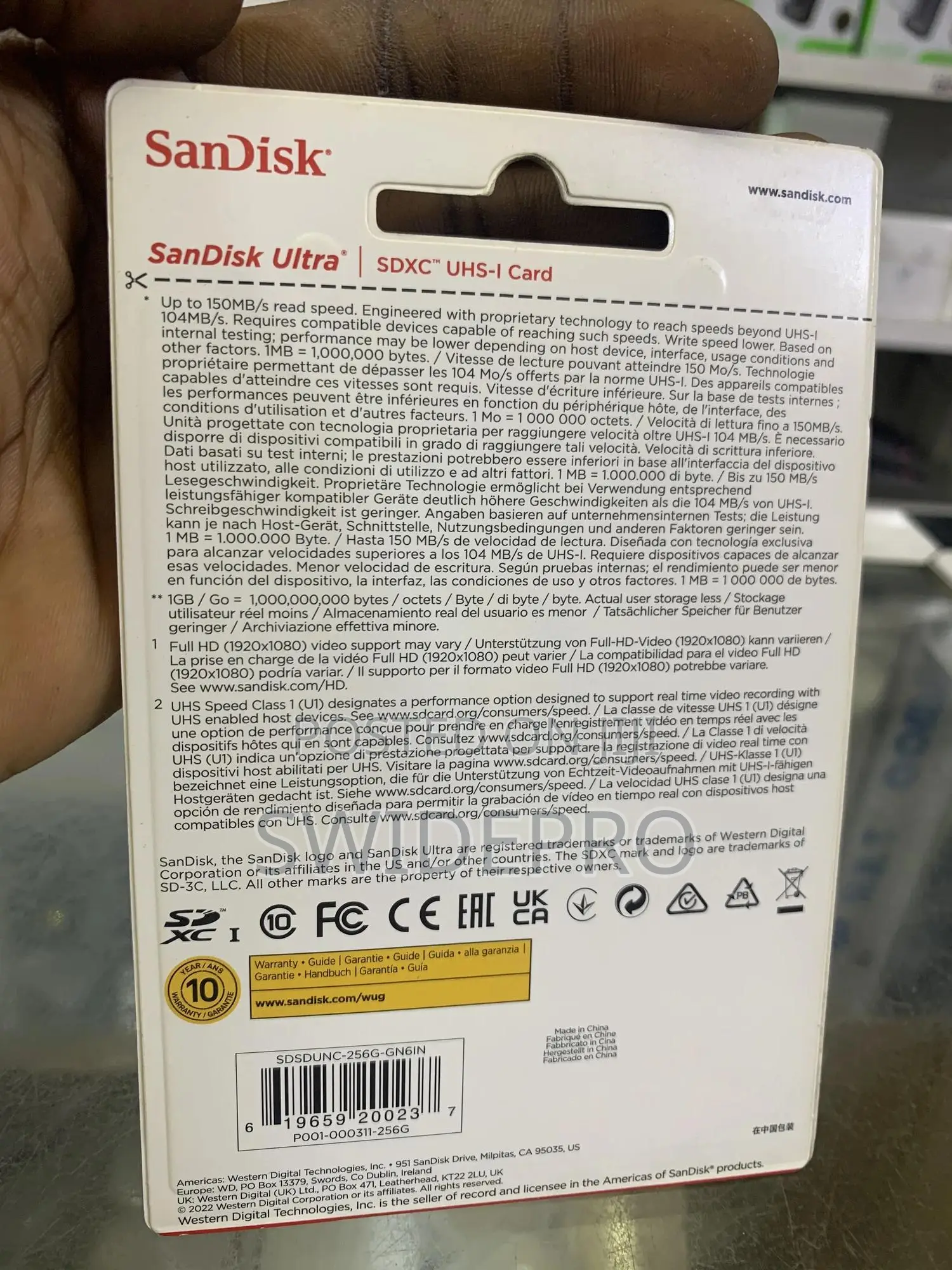Sandisk 256GB Ultra SDHC UHS-I HD Camera Memory Card 150mb/S