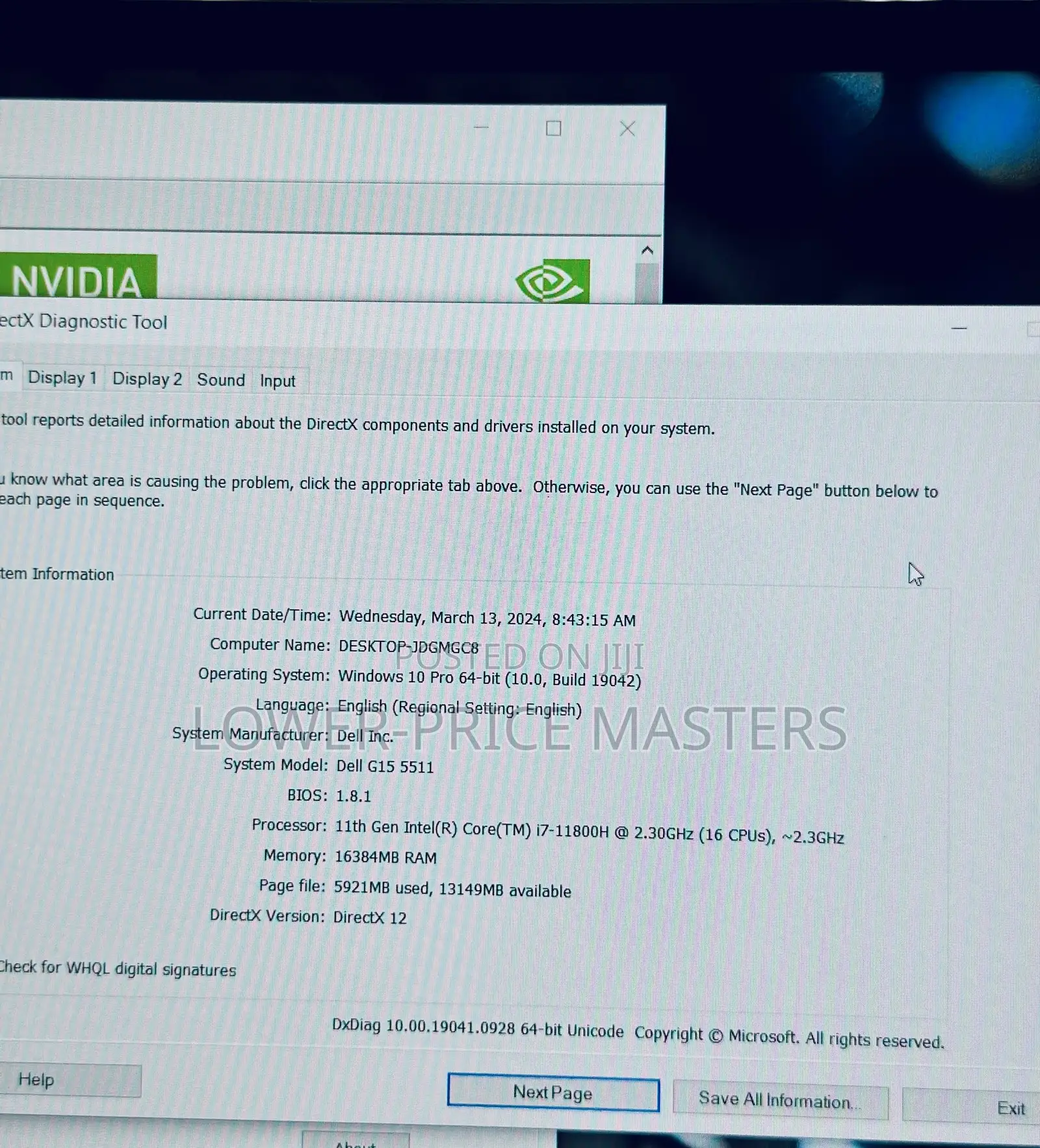 New Laptop Dell G15 5511 16GB Intel Core I7 SSD 1T