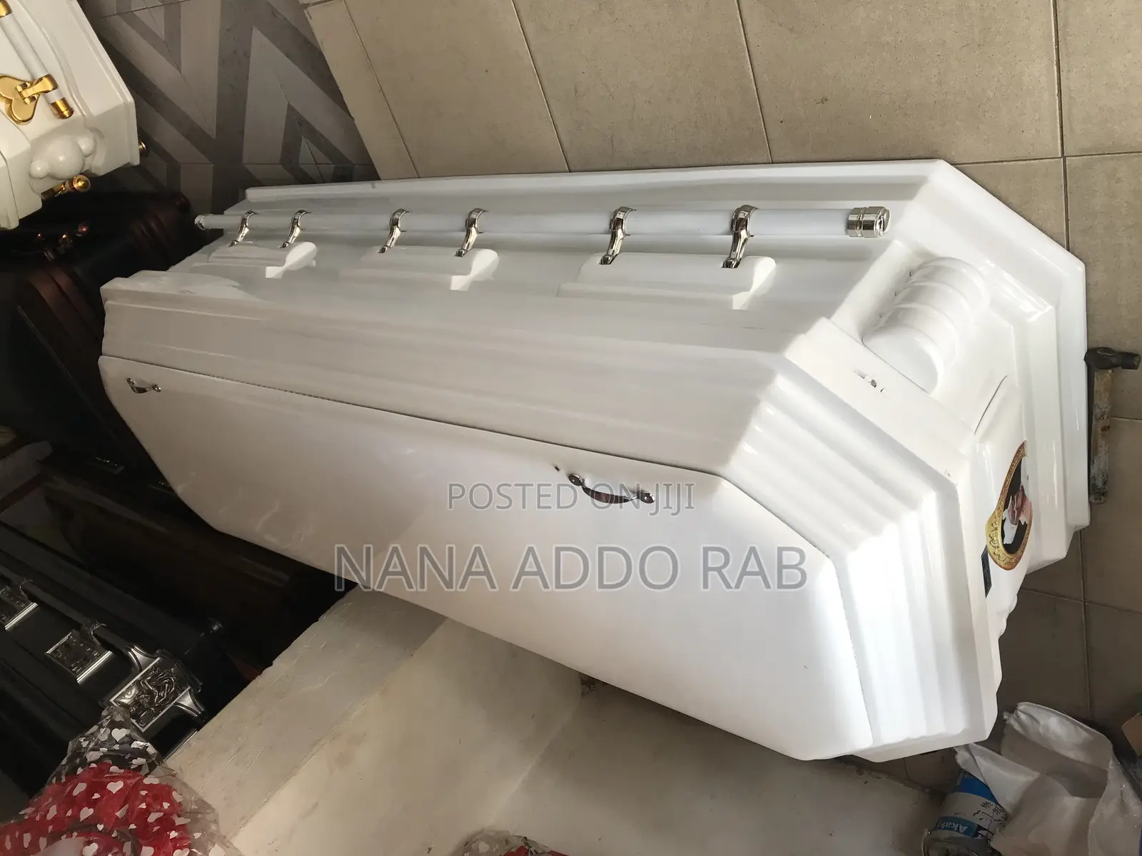 All White Casket With Customize Name and Picture