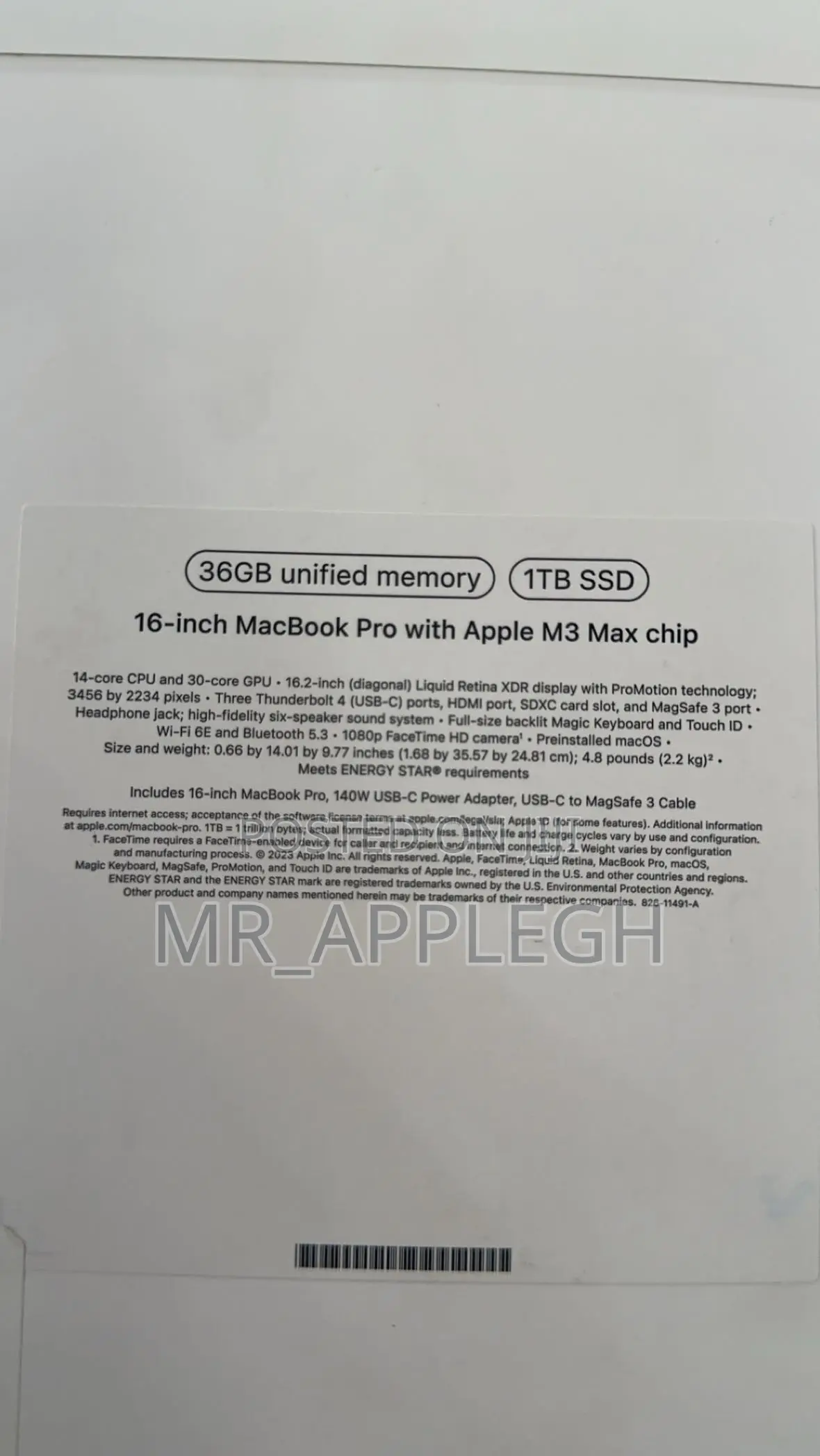 New Laptop Apple MacBook Pro 36GB Apple M3 Max SSD 1T