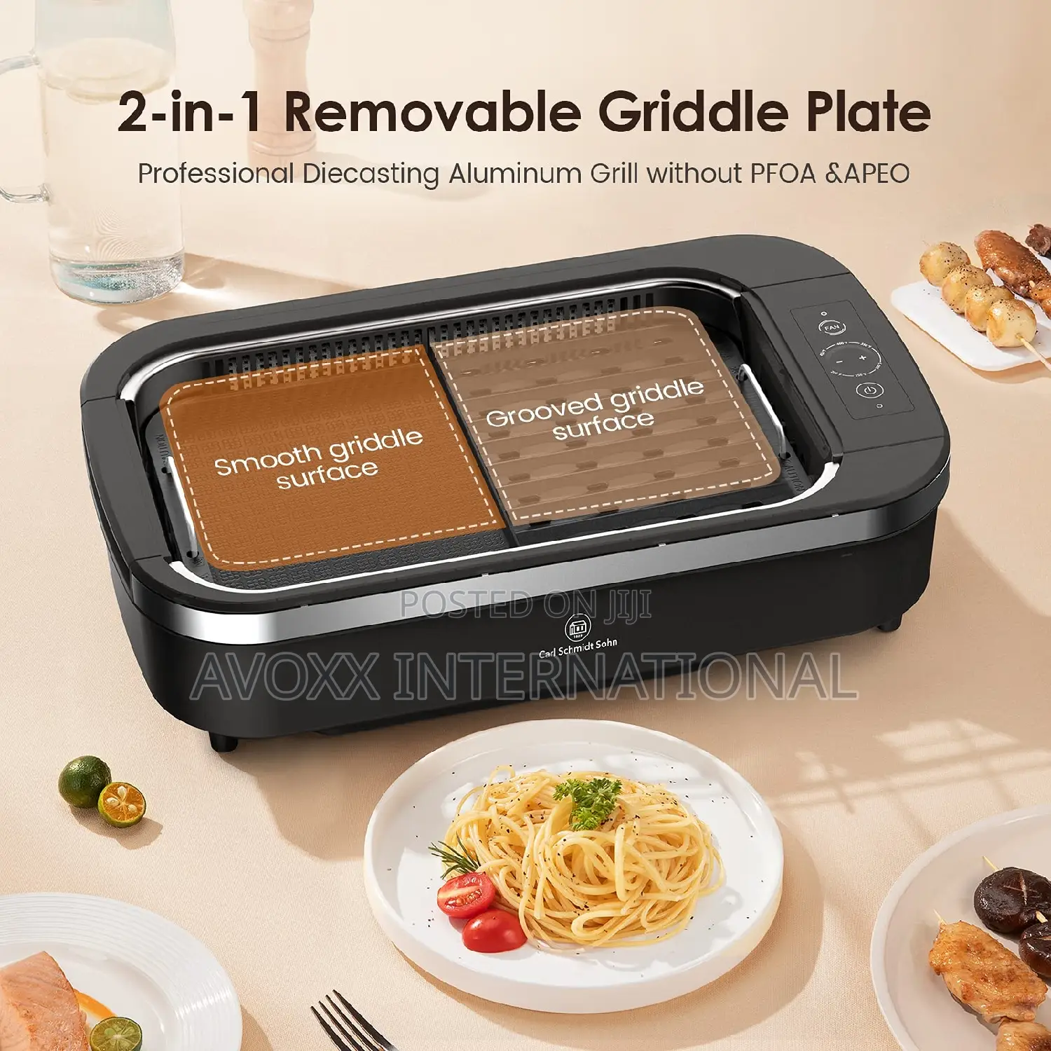 Smokeless Indoor Grill-Electric W/Tempered Glass Lid CSG2006