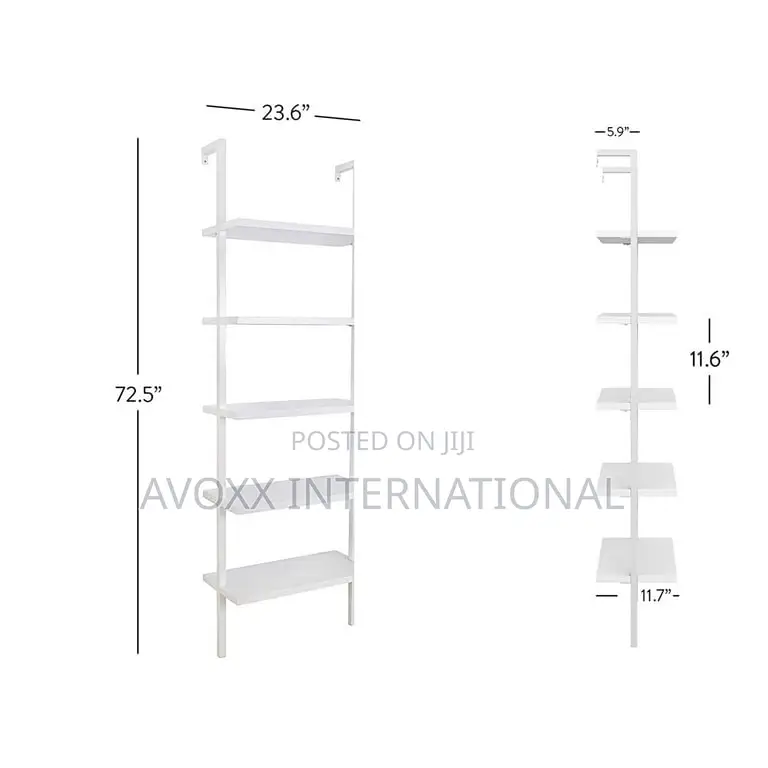 Ktaxon 5-Shelf Industrial Wood Ladder Bookcase W/Metal Frame