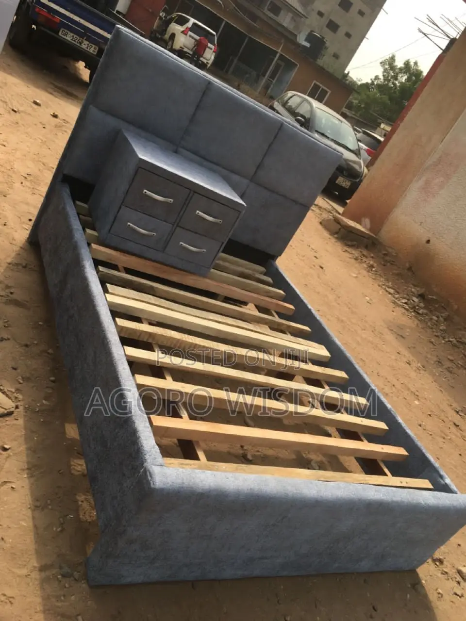 It's Available Double Bed Frame With Bed Side Cabinet