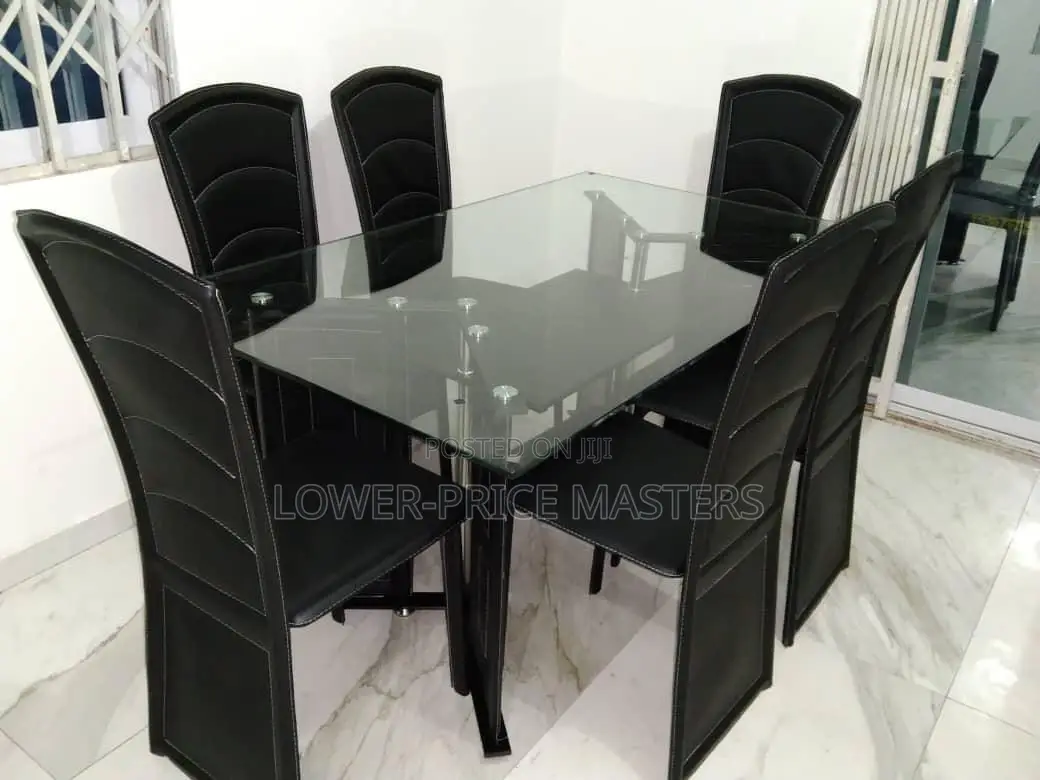 German 6 Chair Glass Dining Table Set