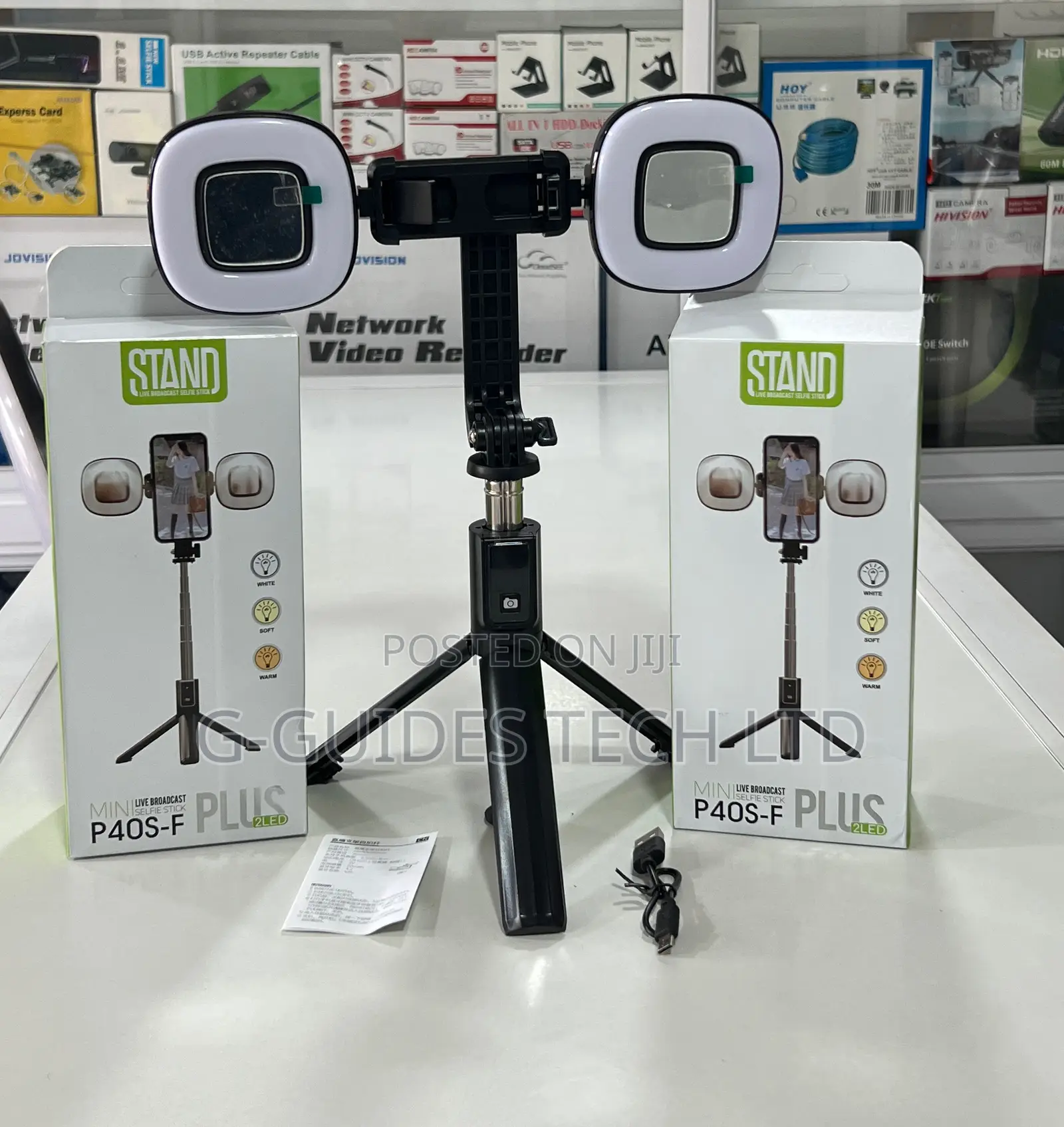 Mini Live Broadcast Selfie Stick PLUS 2 LED Light (P40s-F)