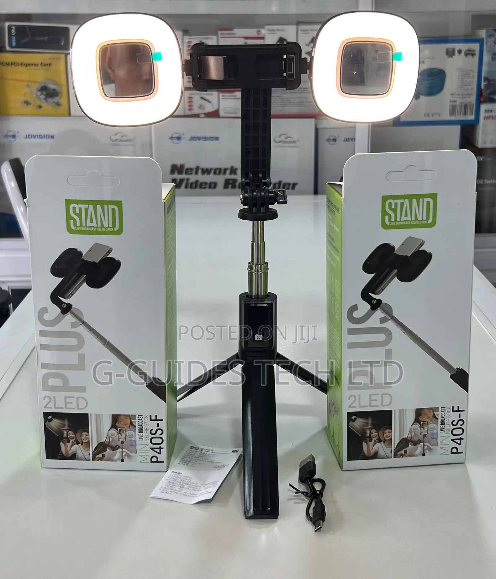 Mini Live Broadcast Selfie Stick PLUS 2 LED Light (P40s-F)