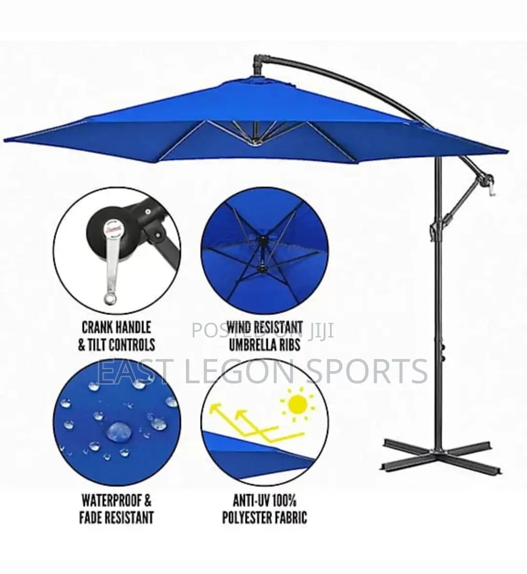 Cantilever Parasol Blue Cream Umbrella Canopy Gazebo Tent