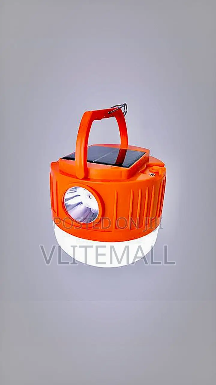 LED Rechargeable Lamp With Solar Panel + Flashlight (Small)