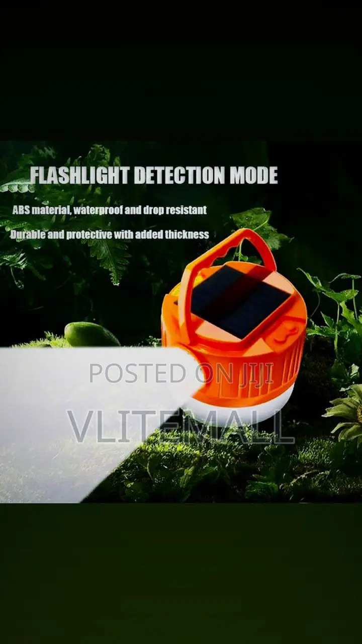 LED Rechargeable Lamp With Solar Panel + Flashlight (Small)