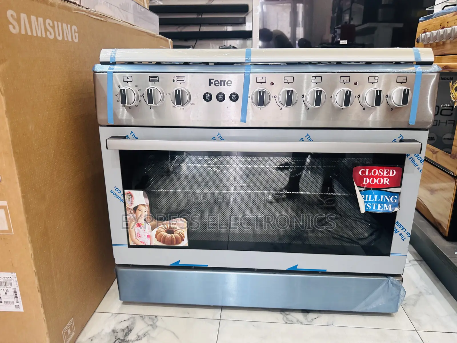 Durable Sleek Grey Oven 4-2 Grill Ferre Gas Electric Cooker