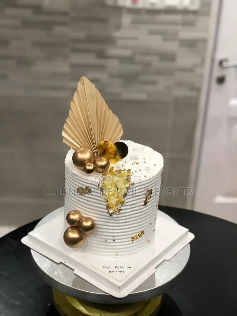 Gold and White Cake