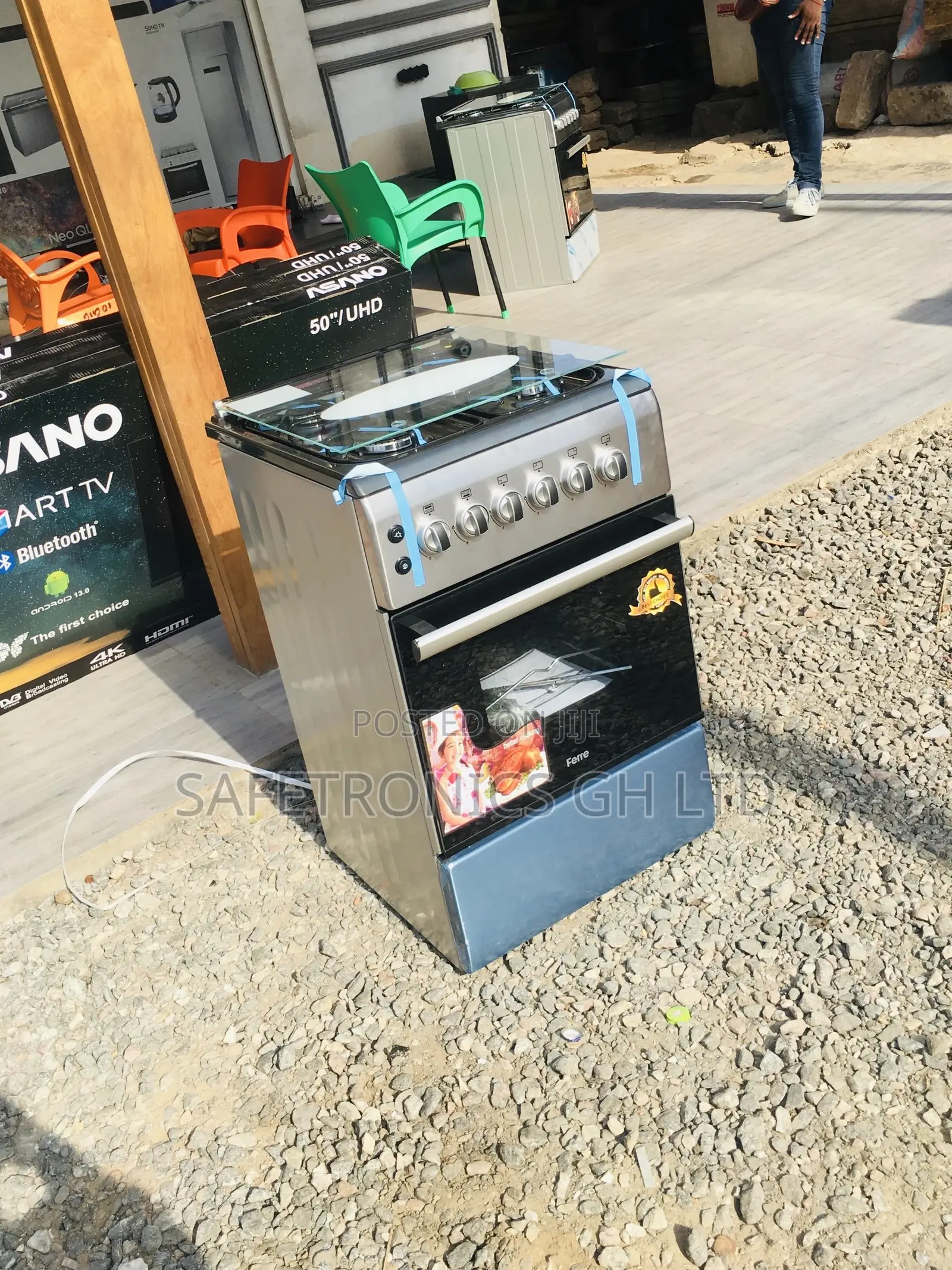 4 Gas Cooker Oven With Grill 50x60 Gray Volcano