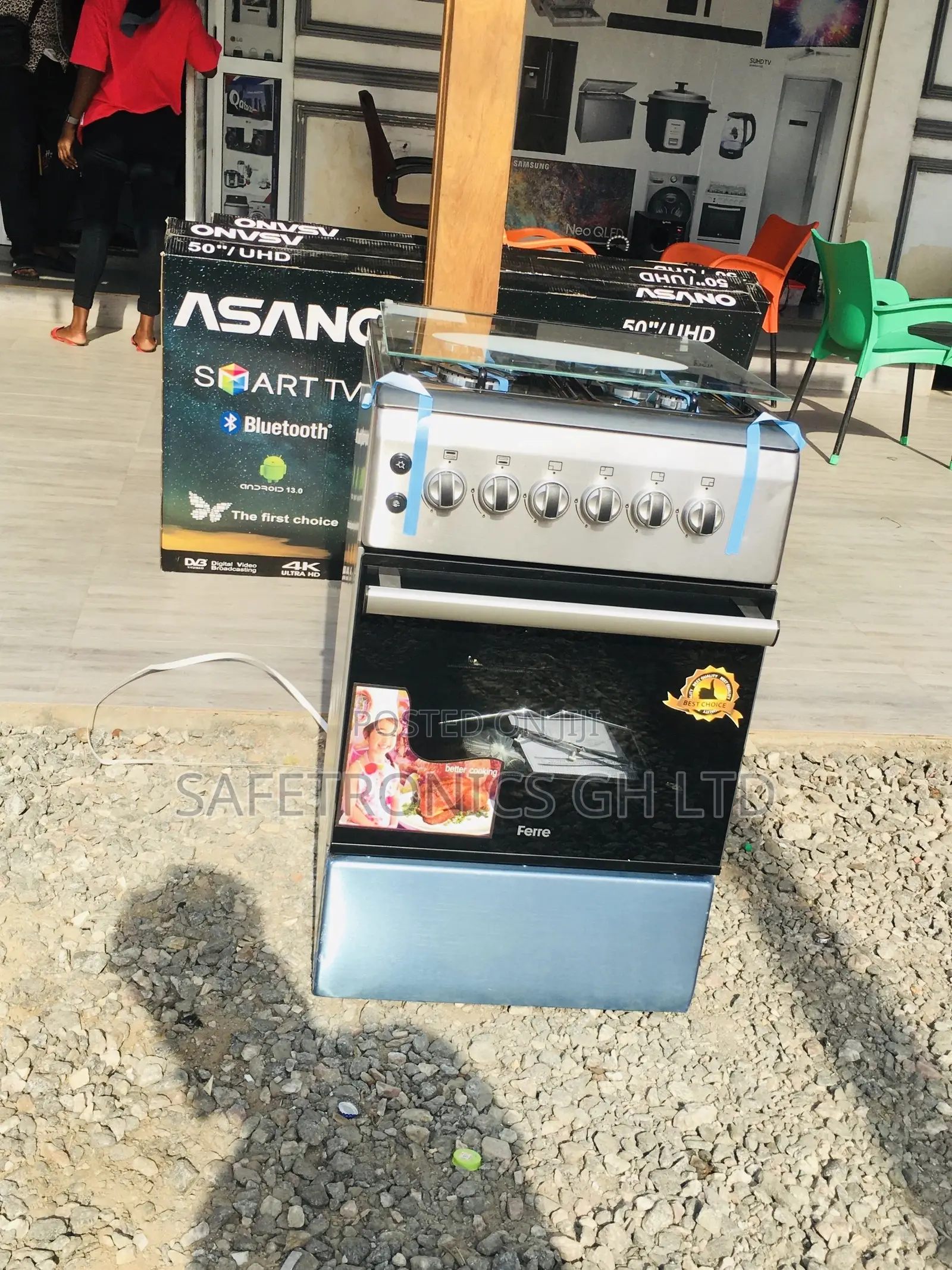 Glass Lid 4 Gas Cooker Oven With Grill 50x60 Volcano