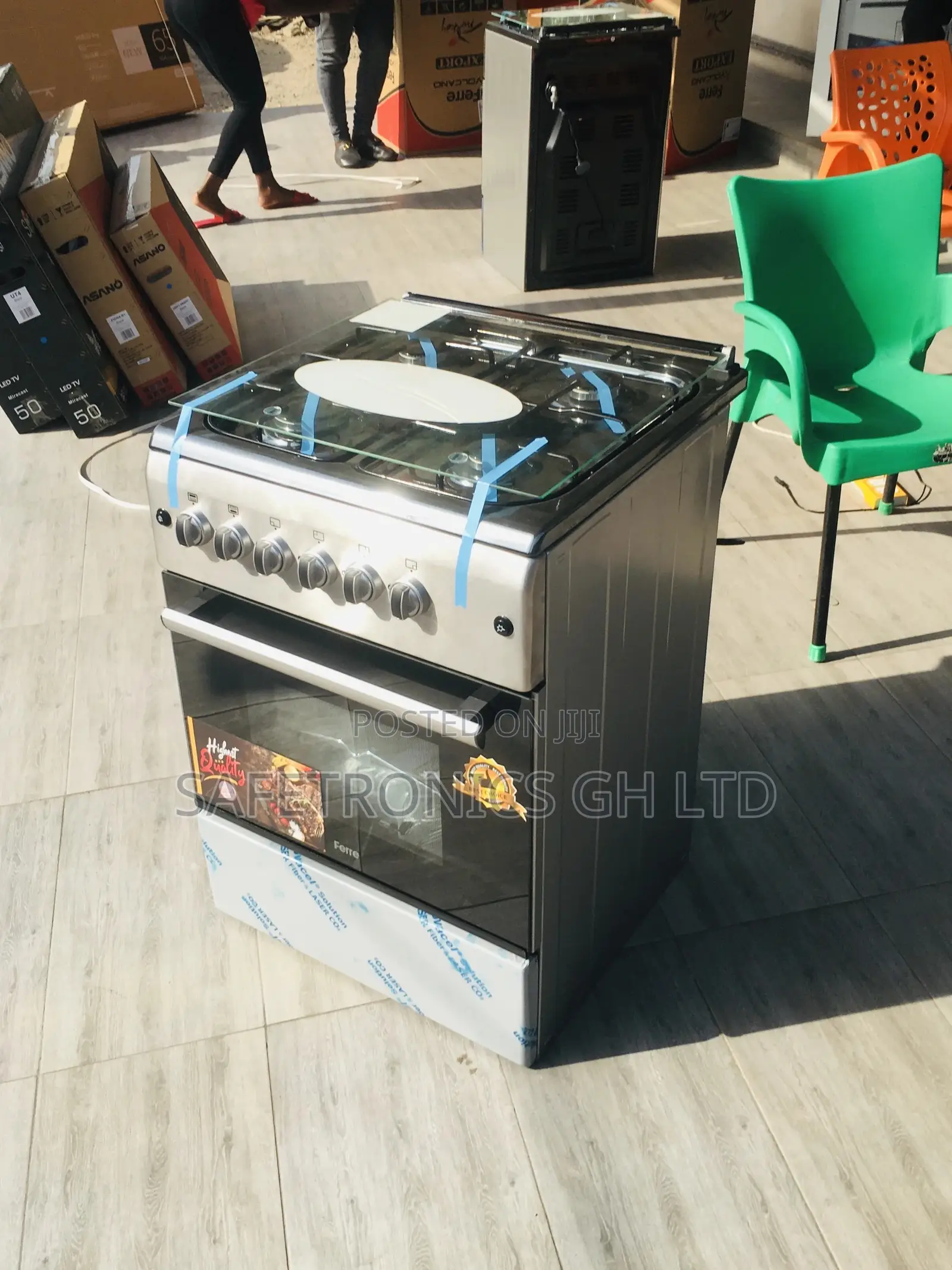 Oven With Grill 60x60 4 Gas Cooker Gray Ferre