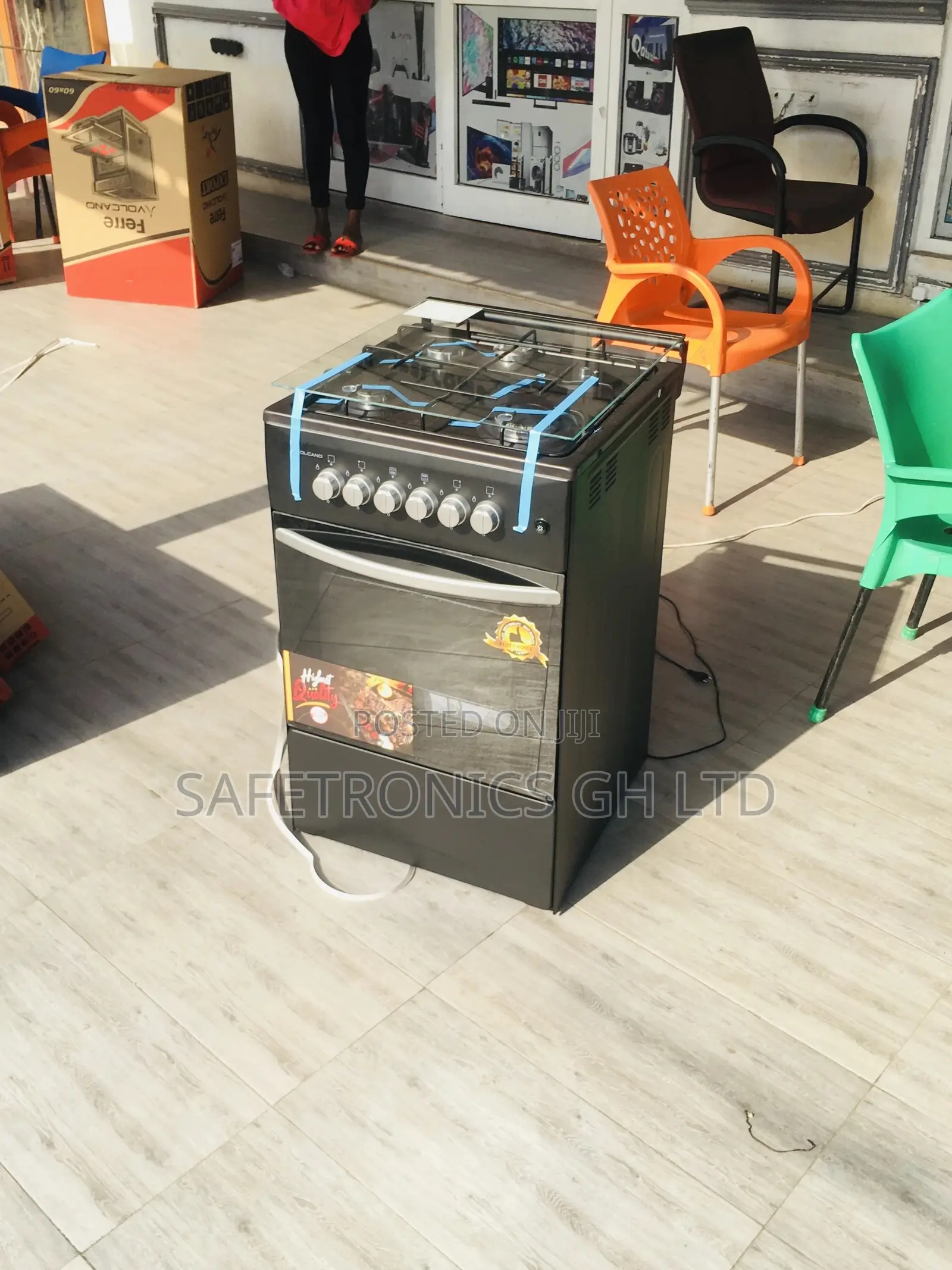 Black 4 Gas Cooker Oven With Grill Volcano 50x50