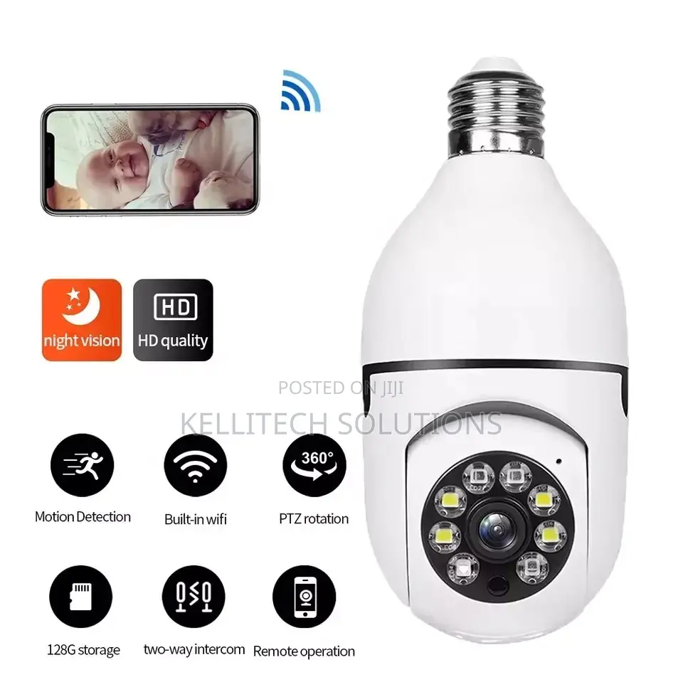 Wifi Bulb Camera, Panoramic, 360degrees, Bulb PTZ