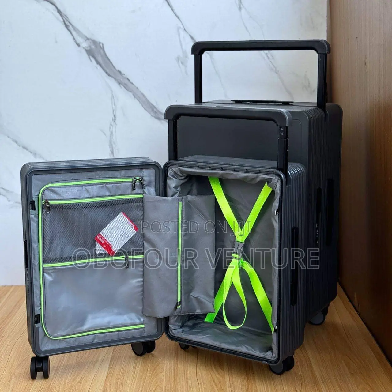 -Engel- GREY Zipless Luxury Designer Luggage 2 in 1 Set GREY