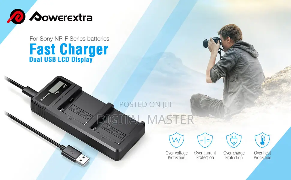 Powerextra Fast Dual USB Charger for NP-F Batteries