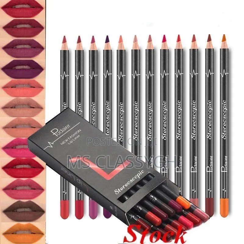 Pudaier 12pcs/Set Waterproof Lip/Eye Liner Pencil Long Lasti