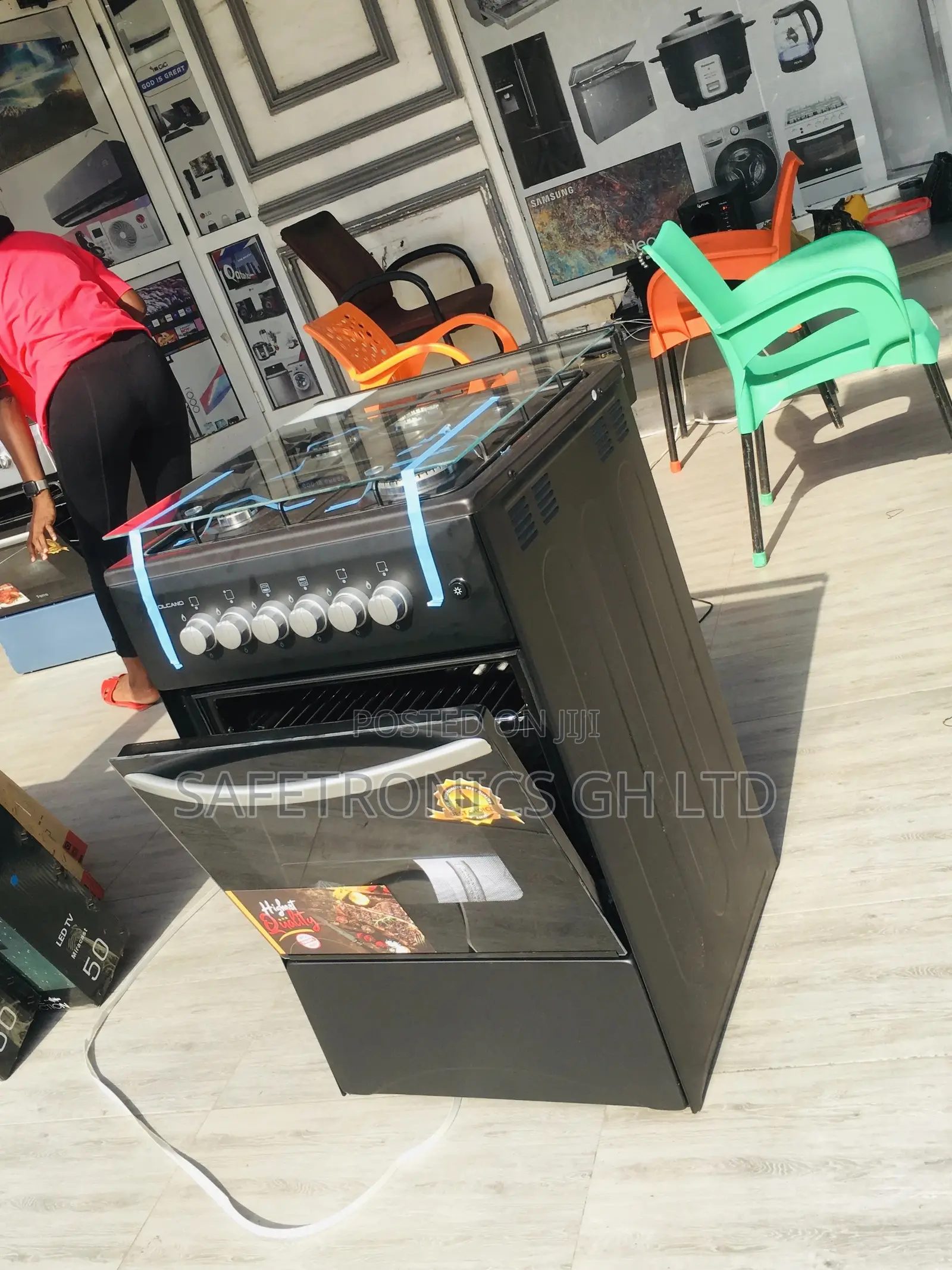Black 4 Gas Cooker Oven With Grill 50x50 Volcano